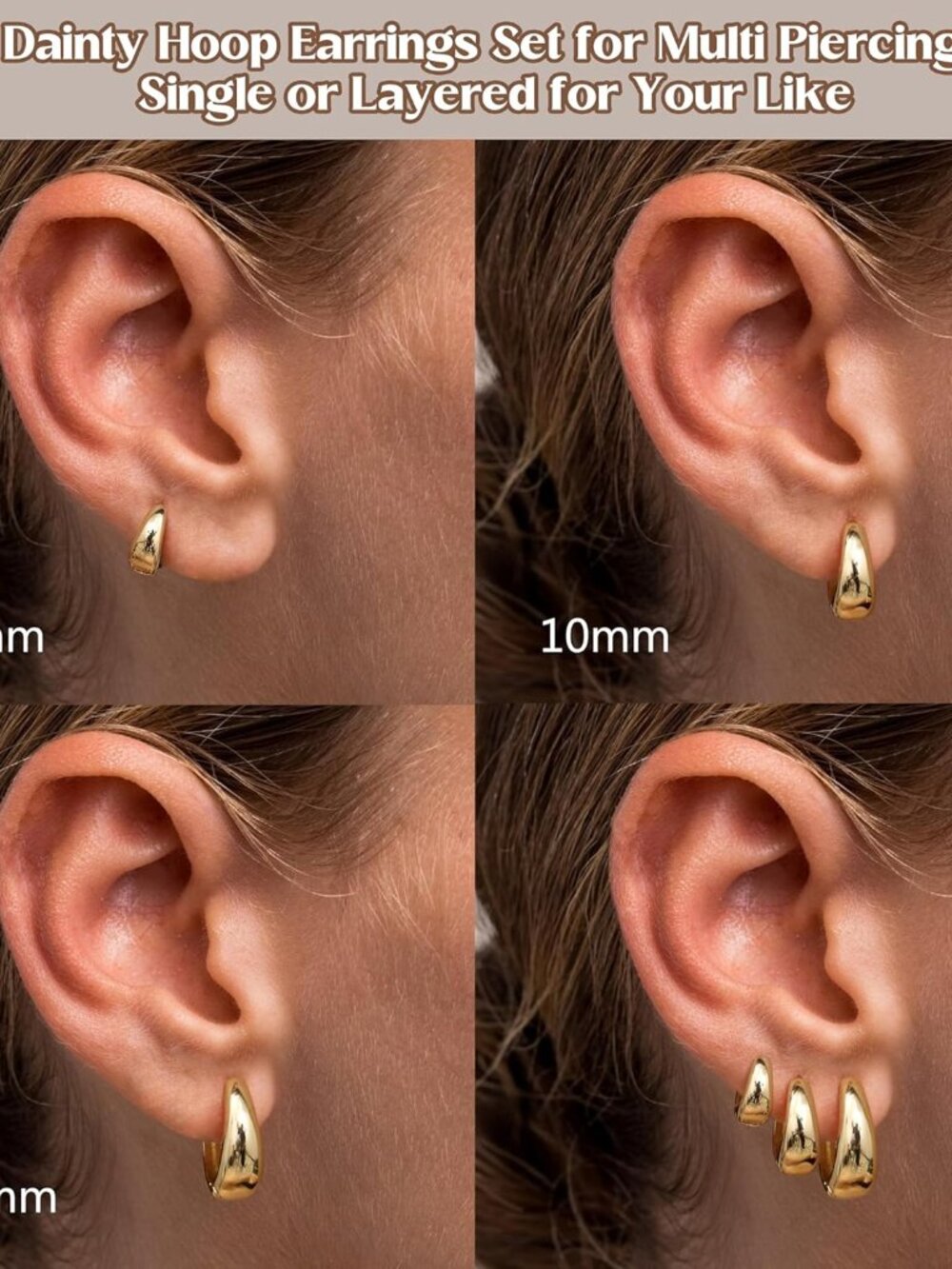 3Pairs 14K Gold Plated Hoop Earrings Set for Women Chunky Earring Silver Plated - Picture 4 of 7